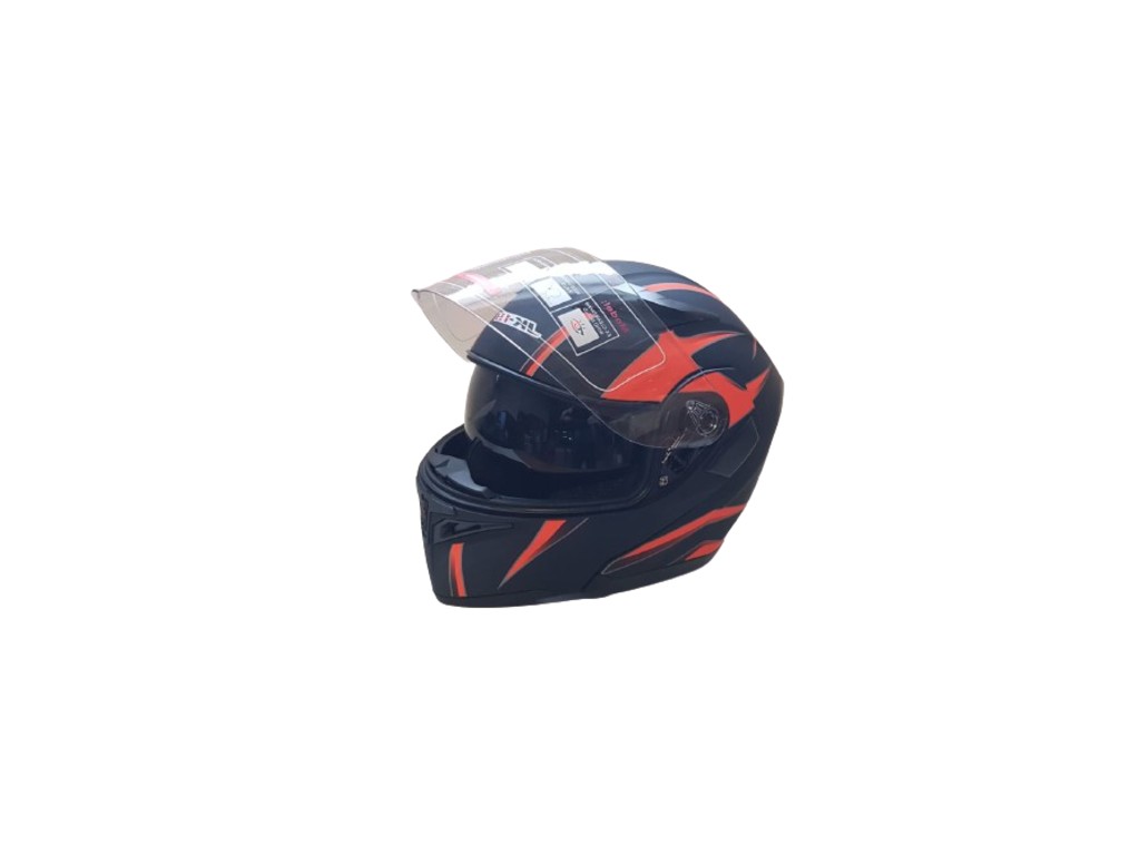 Casca moto flip-up unisex, negru-rosu