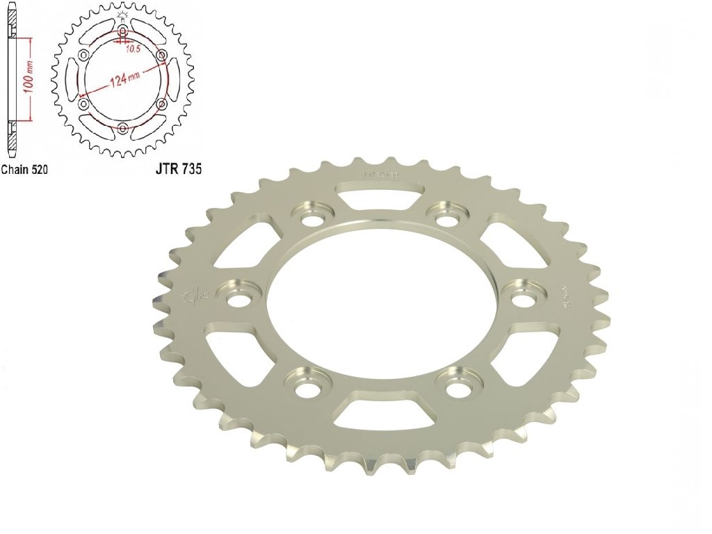 Pinion transmisie spate 520/38T, JT Sprockets
