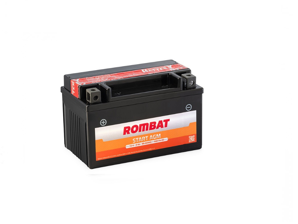 Acumulator moto 12V-6Ah AGM, Rombat