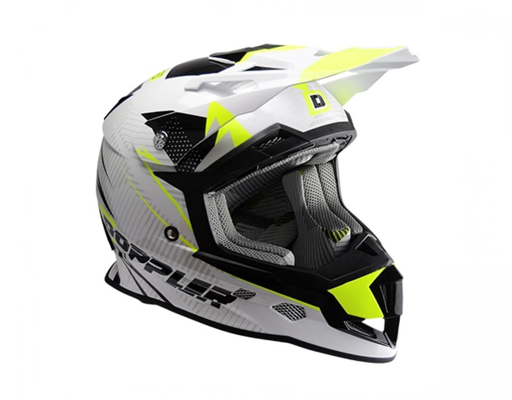 Casca moto enduro alb-galben-negru Doppler, marimea L