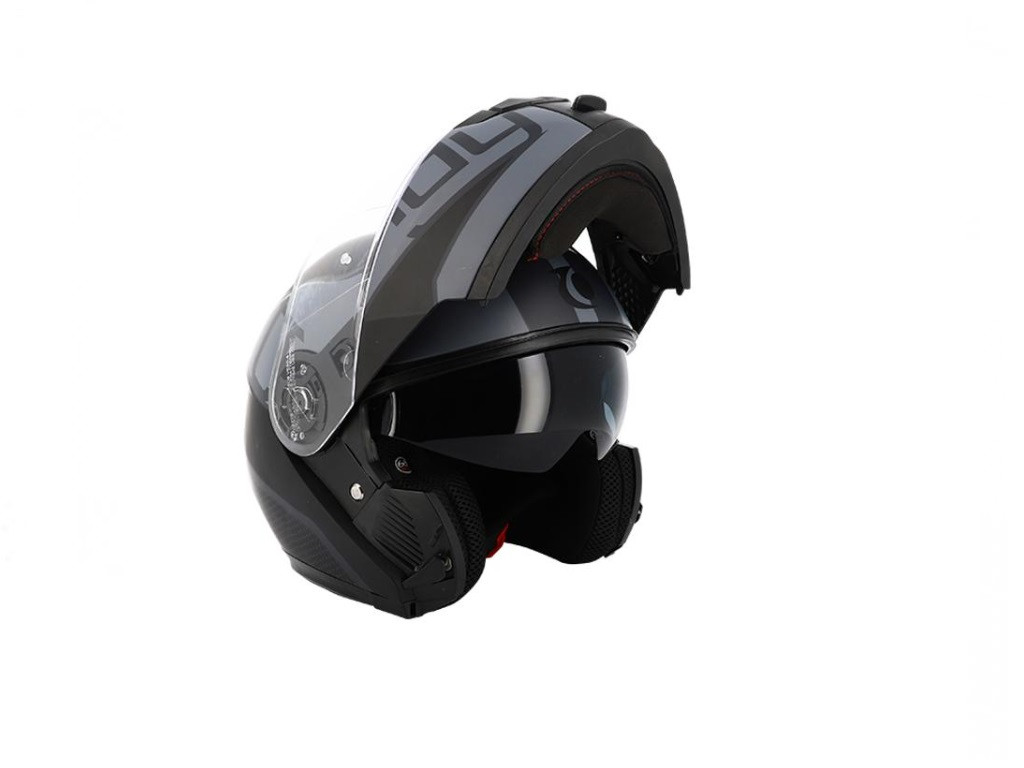Casca moto flip-up negru-gri mat TRENDY T-704, marimea XXL