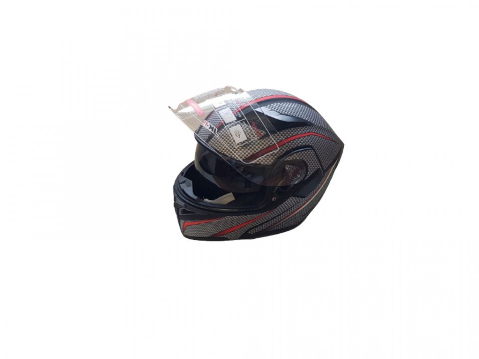 Casca moto flip-up unisex, negru carbon