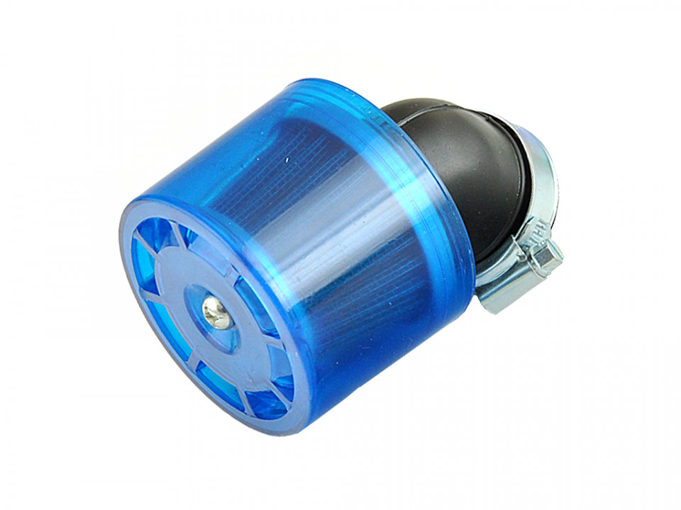 Filtru aer sport cu protectie albastra plastic-Ø38mm/cot 45 grade