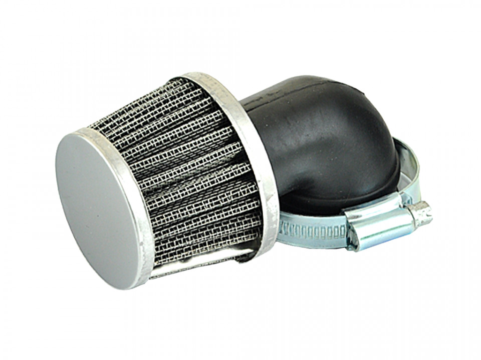 Filtru aer sport -Ø28/35mm/cot 90 grade, crom