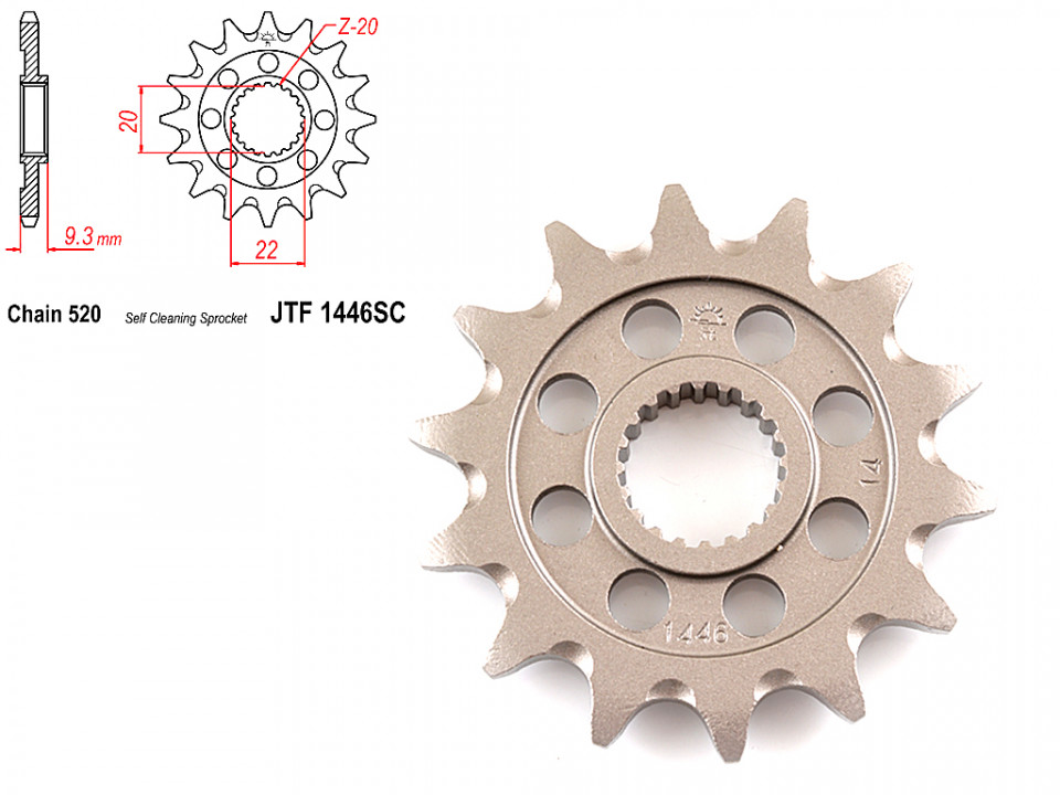 Pinion transmisie fata 520/14T, JTF1446SC