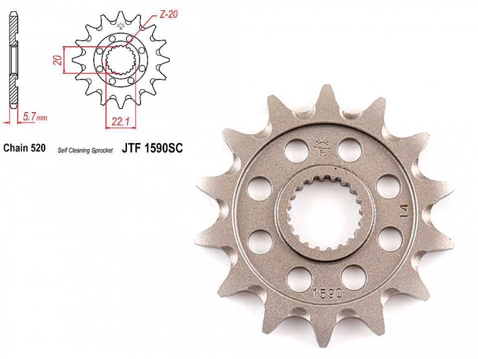 Pinion transmisie fata 520/14T, JTF1590SC
