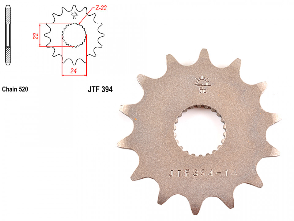 Pinion transmisie fata 520/14T, JTF394