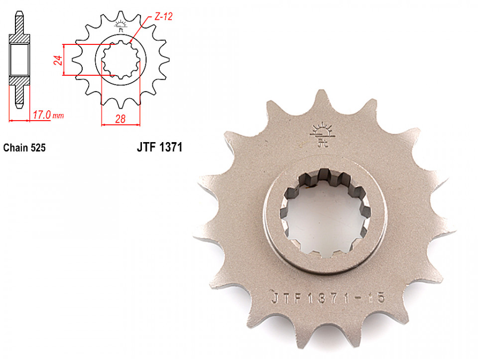 Pinion transmisie fata 525/15T, JTF1371