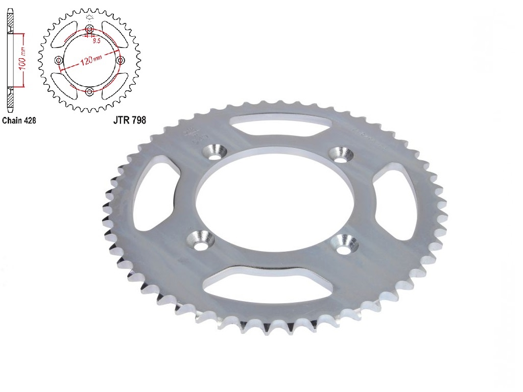 Pinion transmisie spate 428/52T, JT Sprockets