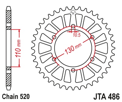 Pinion transmisie spate JT Sprockets Aluminiu JTA486, 47 dinti