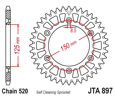 Pinion transmisie spate JT Sprockets Aluminiu JTA897, 52 dinti