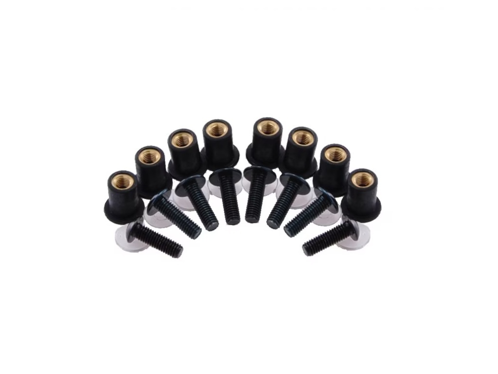 Set 8 suruburi prindere parbriz moto, culoare neagra