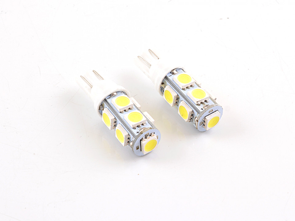 Set bec pozitie T10 cu 9 led-uri SMD, alb