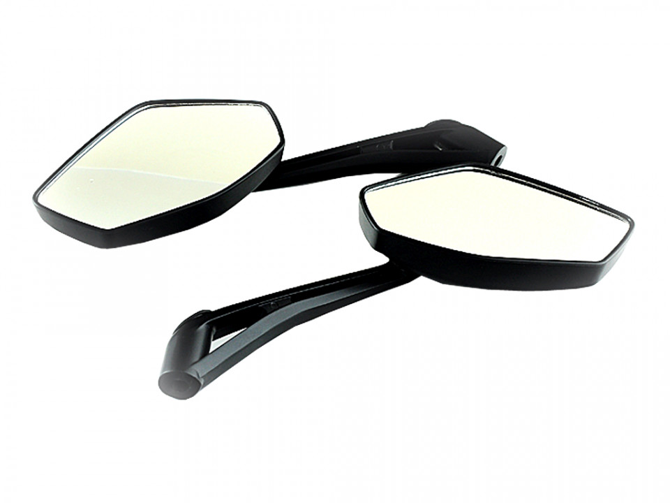 Set oglinzi negre-brat aluminiu, fixare cu surub RRI M8-M10
