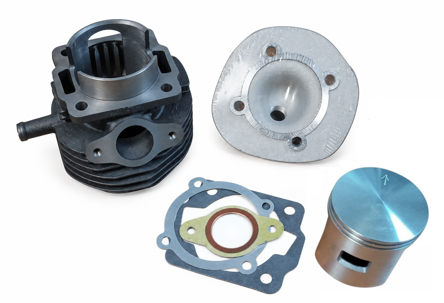 Set motor+chiulasa Piaggio APE/Vespa, 55 mm, bolt 12mm, 2T